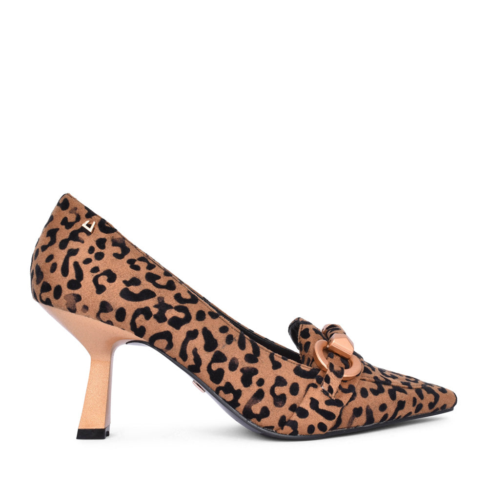Ladies Prison Blues Medium Heel Court Shoe In Animal