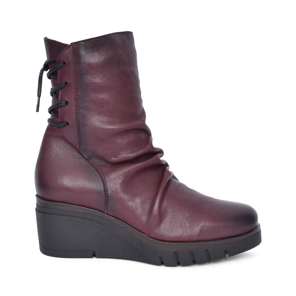 Ladies 10-1137 Wedge Ankle Boot In Burgandy