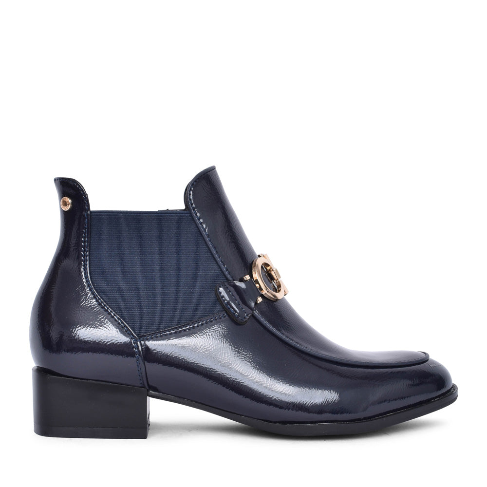 Ladies Aubonne Low Heel Ankle Boot In Navy