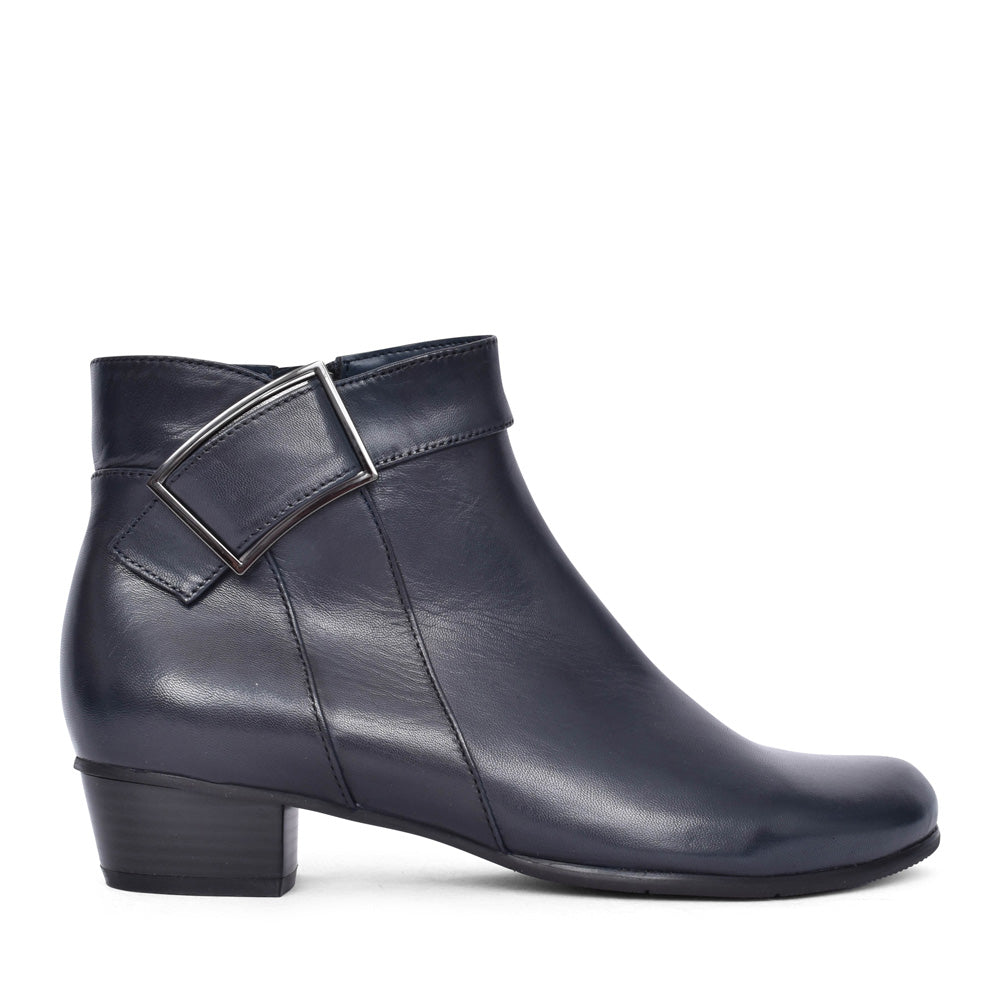 Ladies Stefany-388 Low Heel Ankle Boot In Navy