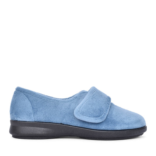 Ladies Fountain 72998n 2v Velcro Slipper In Sky Blue