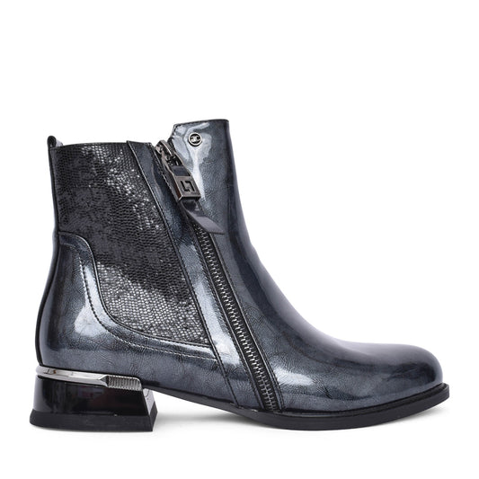 Ladies Dhaid Ankle Boot In Navy Patent