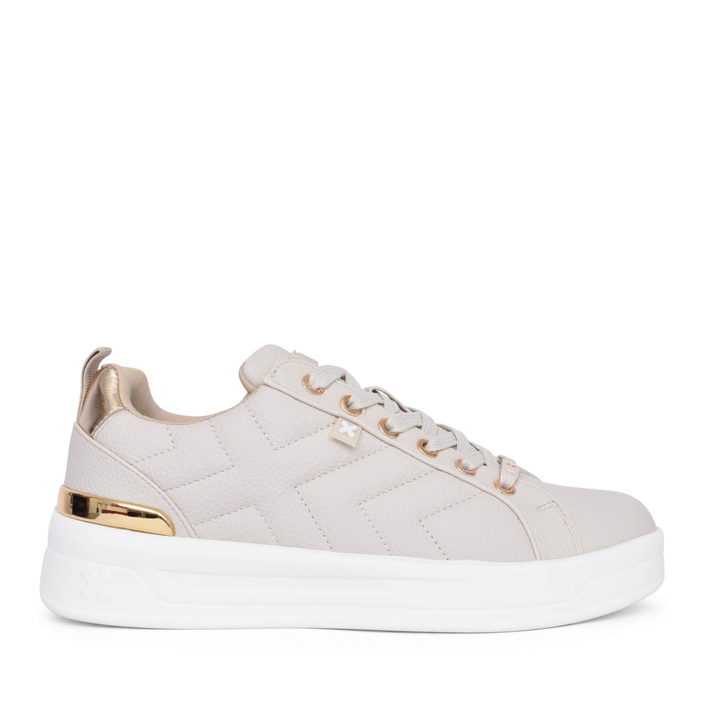 Ladies 143057 Laced Trainer In Beige