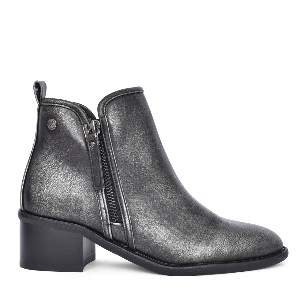Ladies 143478 Low Heel Ankle Boot In Dark Grey