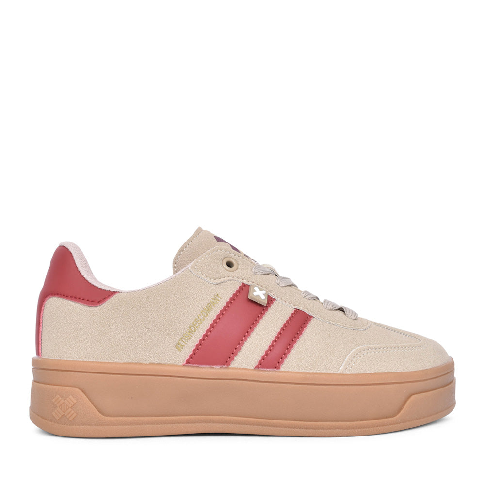 Ladies 143483 Laced Trainer In Beige