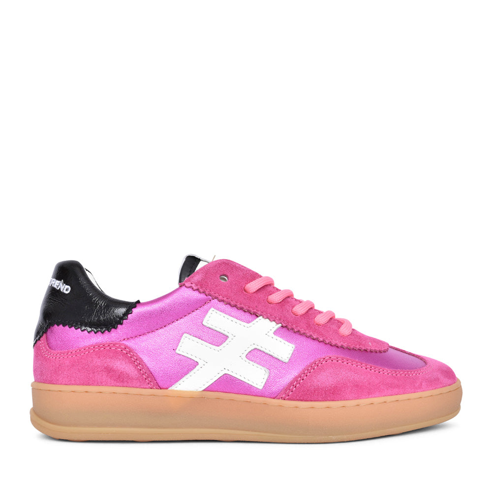 Ladies A032 Laced Trainer In Fuchsia