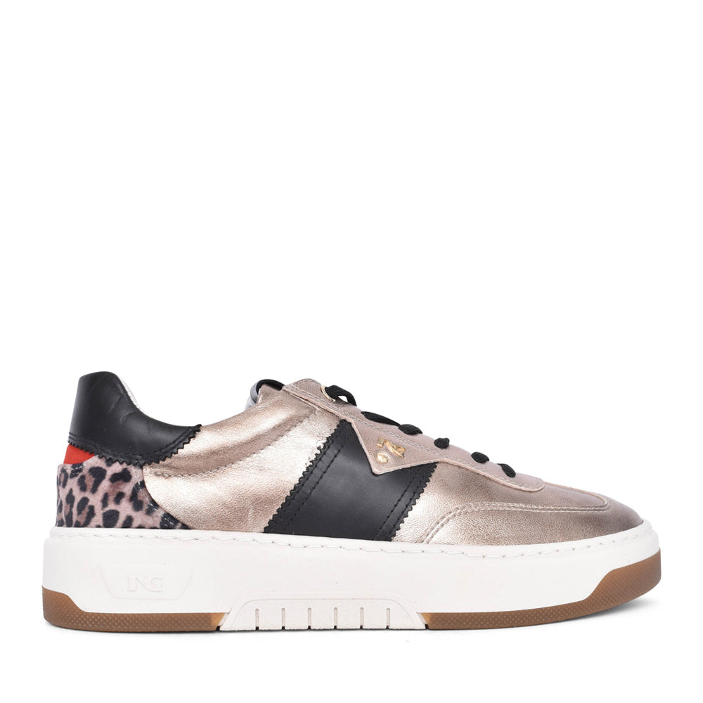 Ladies I411647d Laced Trainer In Metallic