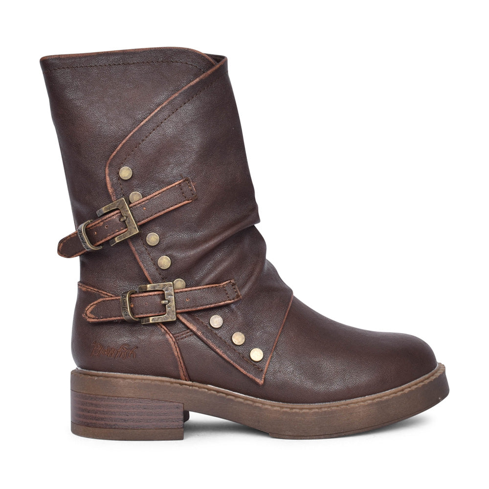 Ladies Venice Low Heel Calf Boot In Brown