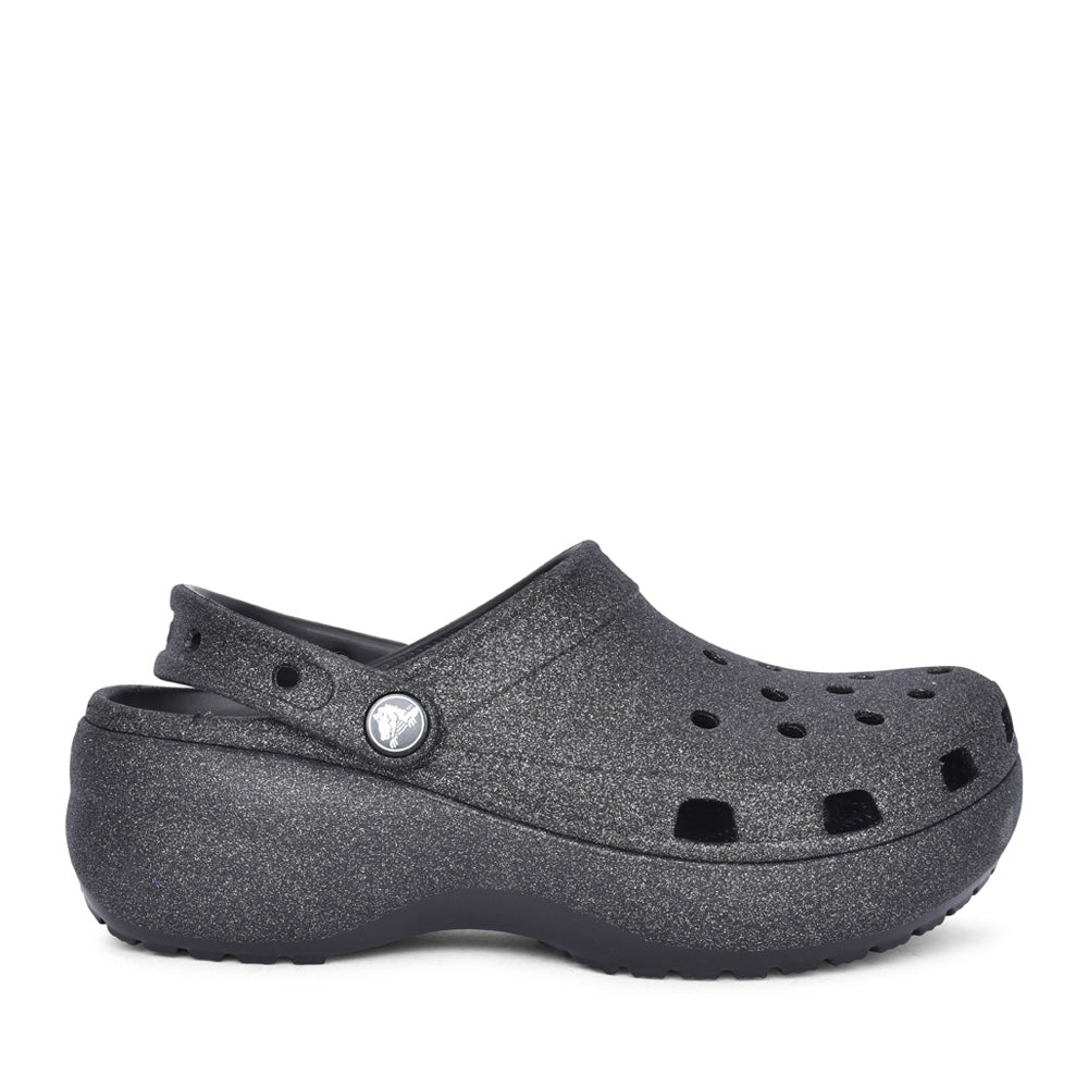 Ladies 207241 Classic Platform Glitter Clog In Black