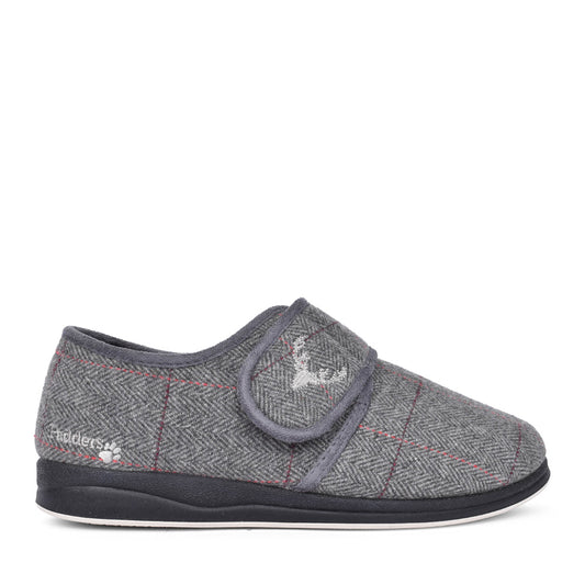 Mens Charles 411s-02 Plain Velcro Slipper In Grey