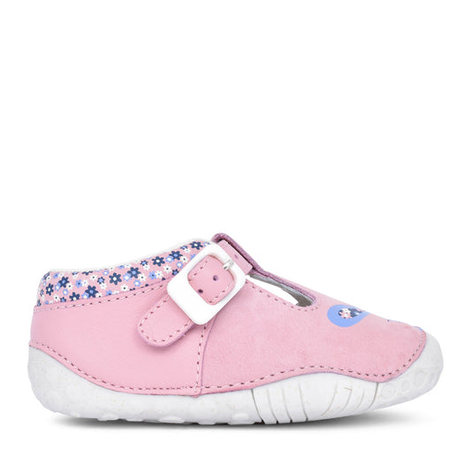 Girls Little Paws Pink Leather T-bar Shoe In Kids G Fit