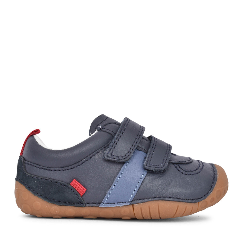 Boys Zap Navy Leather Velcro Shoe In Kids G Fit