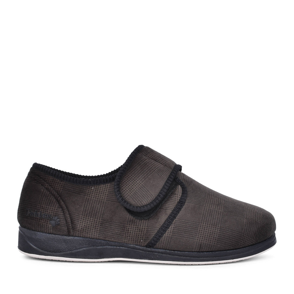 Mens Charles 411s-02 Check Velcro Slipper In Brown