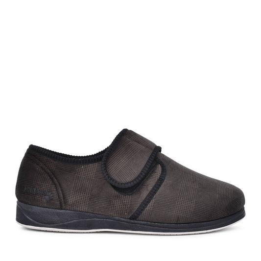 Mens Charles 411s-02 Check Velcro Slipper In Brown