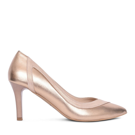 Ladies S8134 Medium Heel Court Shoe In Bronze