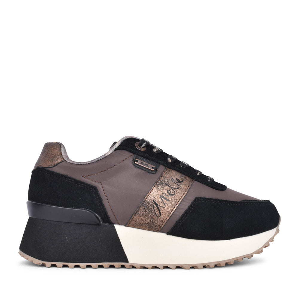 Ladies 39370-665 Platform Laced Trainer In Black Multi