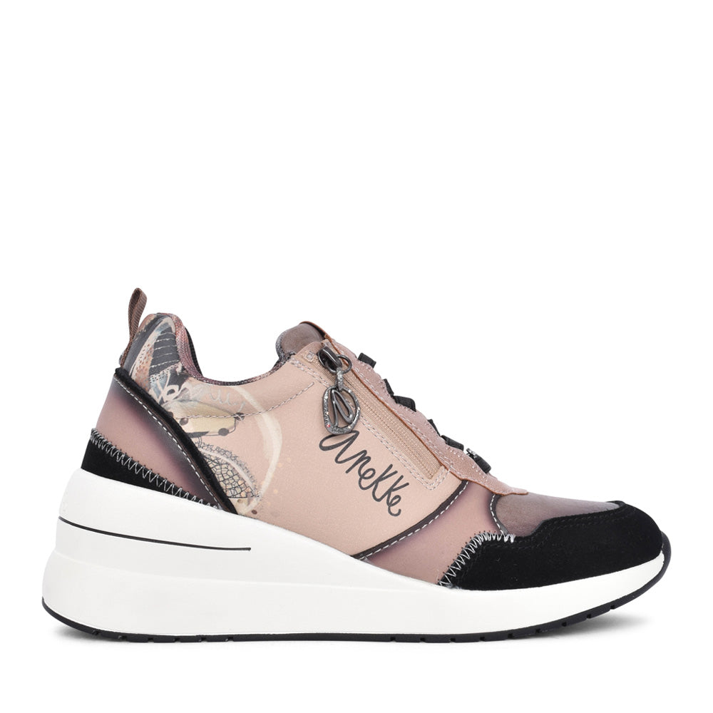 Ladies 39370-622 Wedge Laced Trainer In Multi-colour