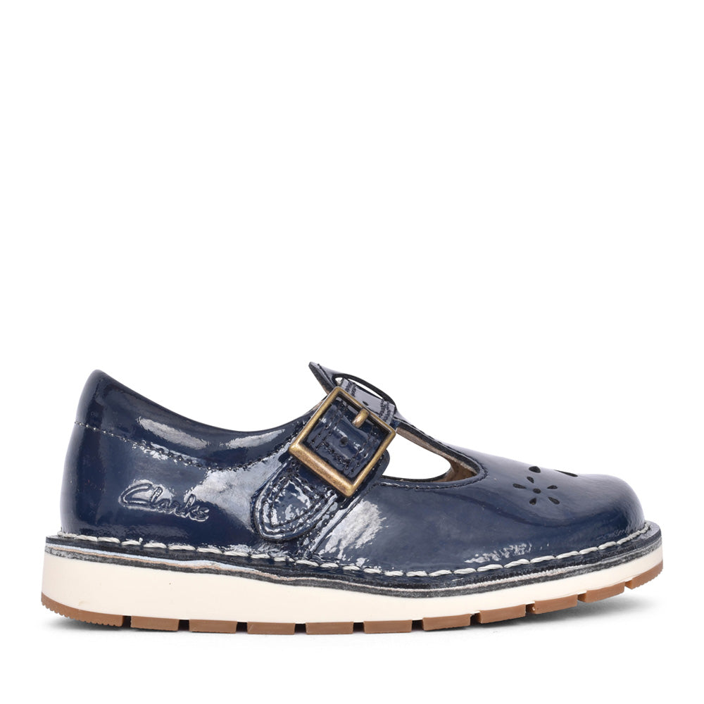 Girls Joyful Skip K Navy Patent T-bar Shoe In Kids F Fit