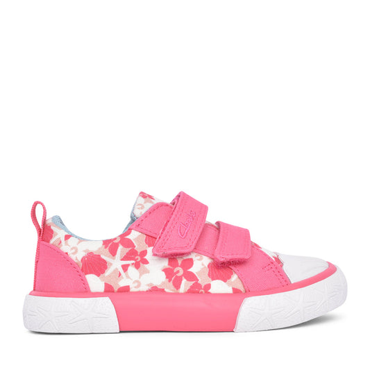 Girls Foxing Shell T Pink Velcro Canvas Shoe In Kids F Fit
