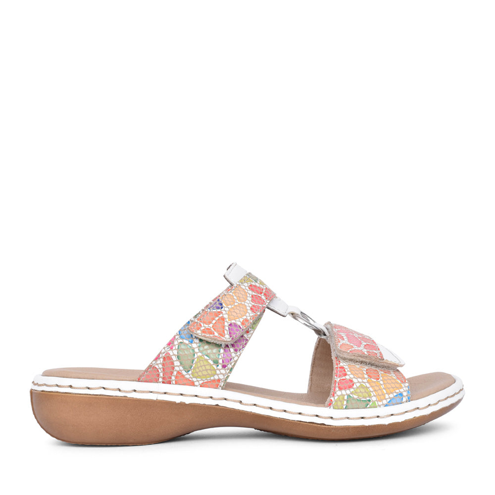 Ladies 659x6 Velcro Mule In White Multi