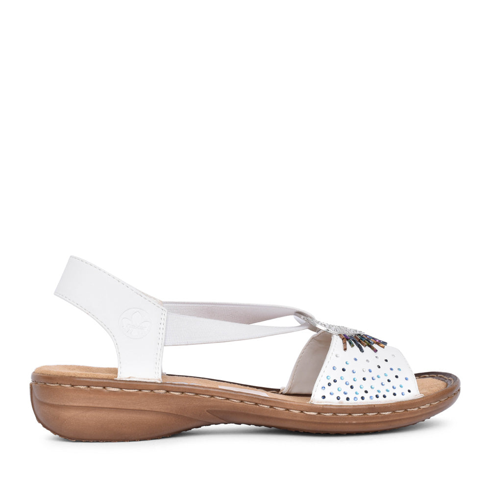 Ladies 60880 Low Heel Sandal In White