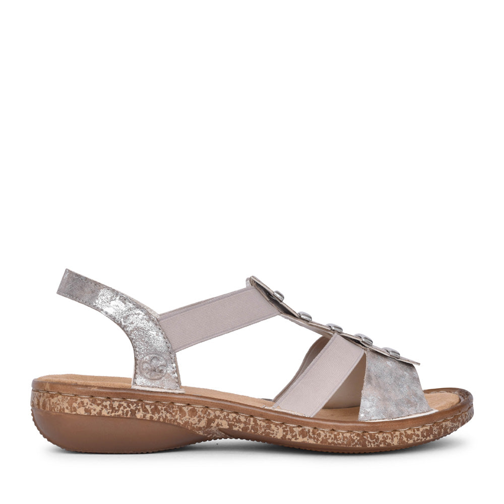Ladies 62850 Elasticated Sandal In Metallic