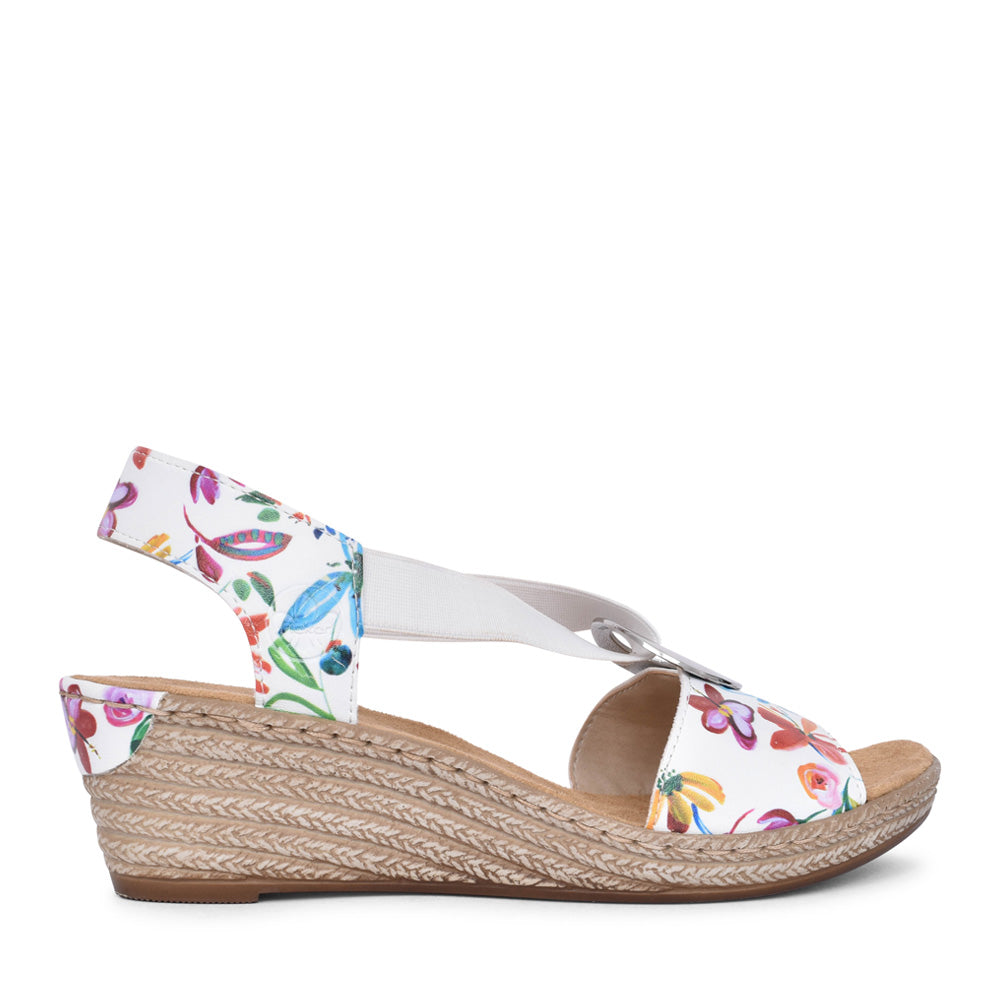 Ladies 624h6 Wedge Sandal In White Multi