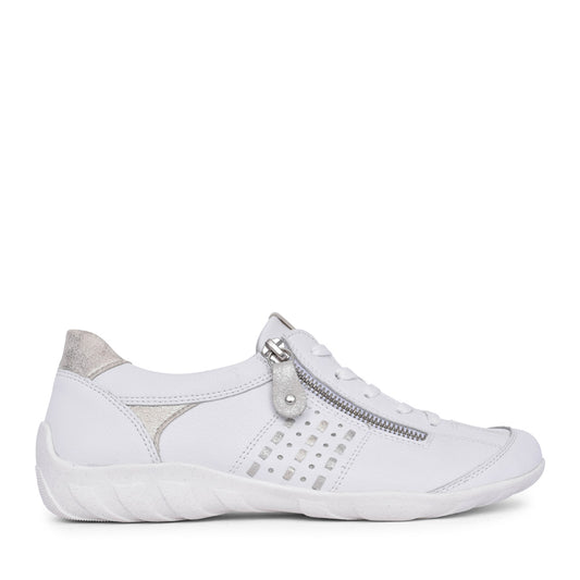 Ladies R3404 Laced Trainer In White
