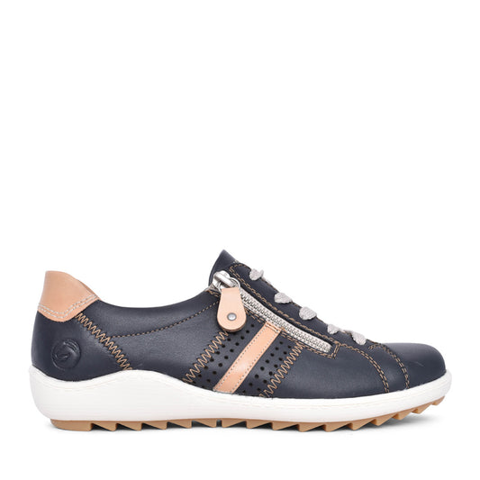 Ladies R1432 Laced Trainer In Navy