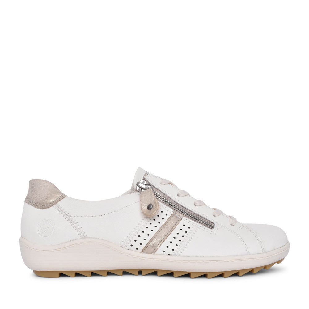 Ladies R1432 Laced Trainer In Off White