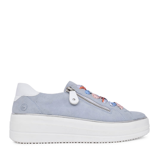 Ladies D1c06 Platform Laced Trainer In Blue
