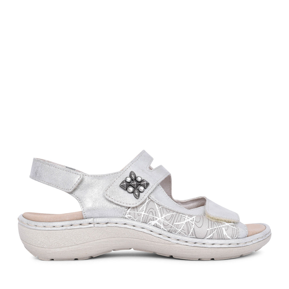 Ladies D7647 Velcro Sandal In Grey