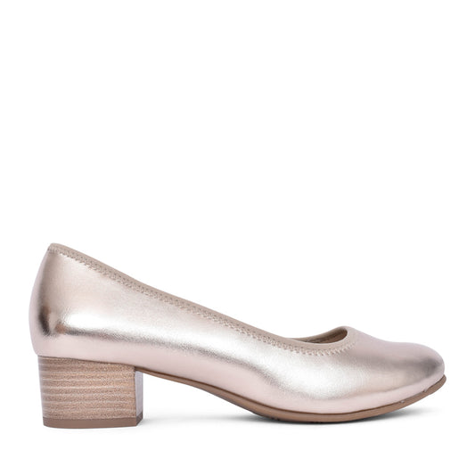 Ladies 8-22360 Low Heel Court Shoe In Champagne