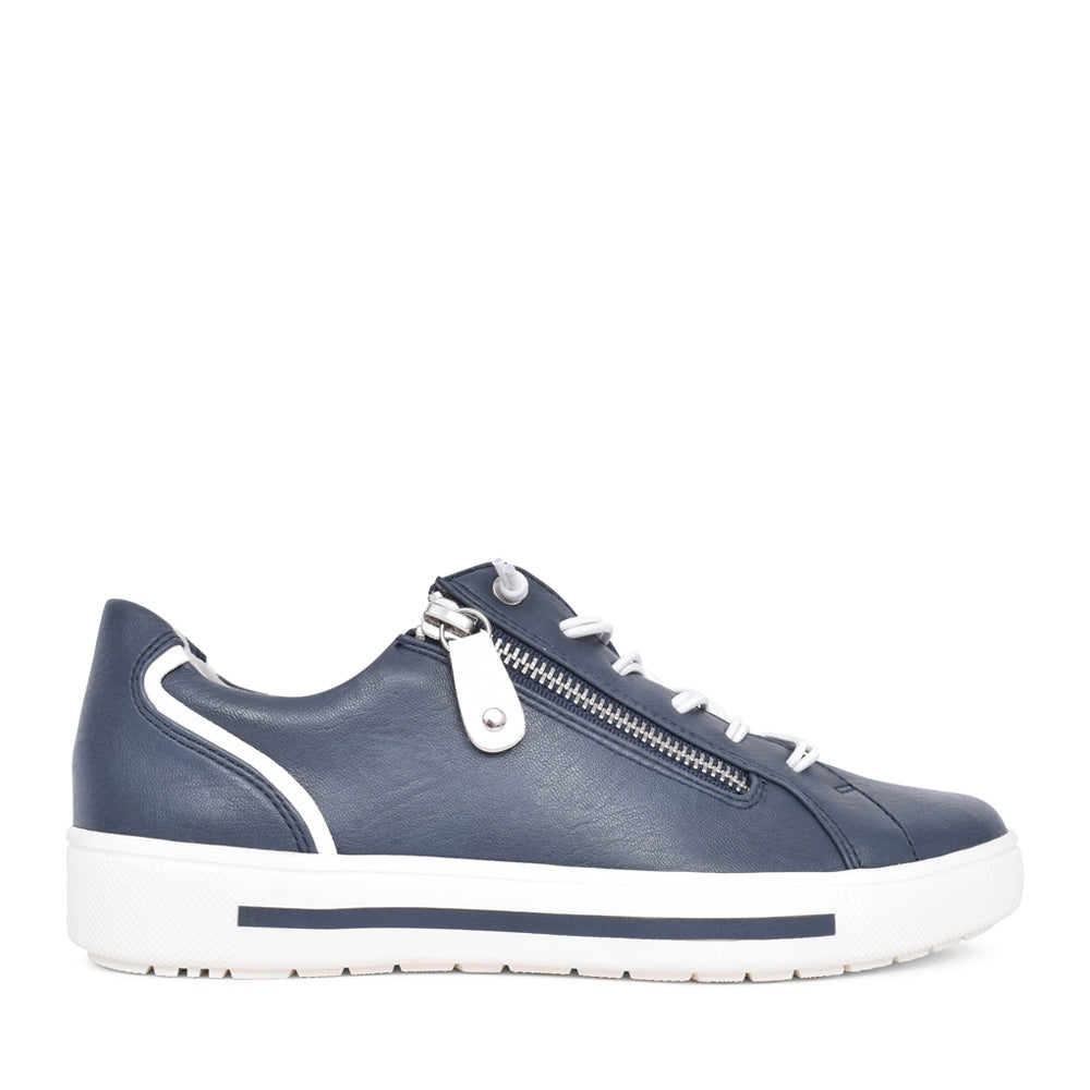 Ladies 8-23660 Laced Trainer In Navy