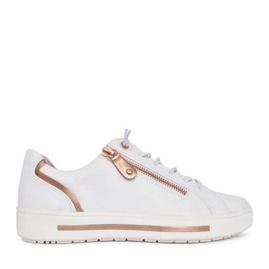 Ladies 8-23660 Laced Trainer In White