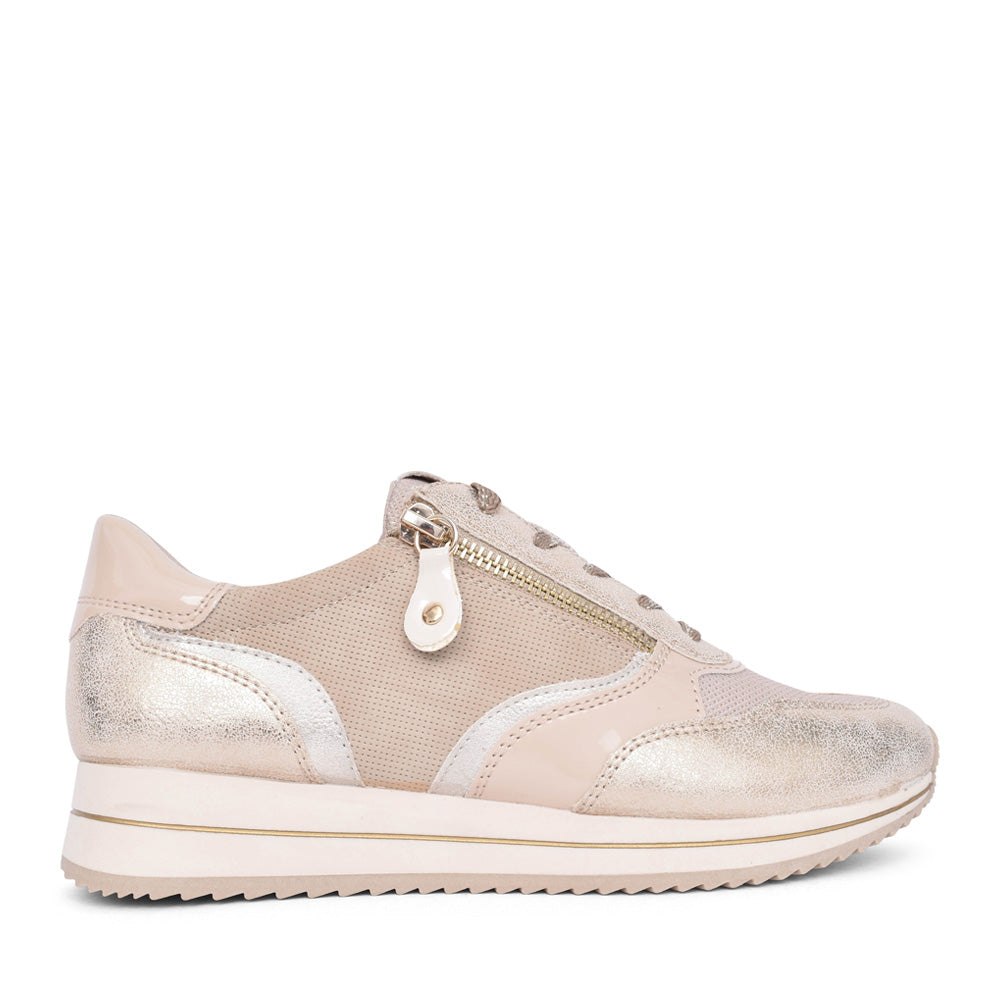 Ladies 8-23774 Laced Trainer In Gold