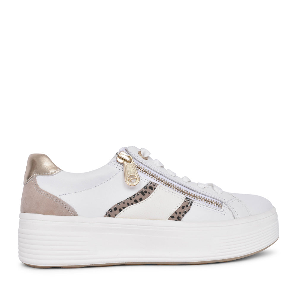 Ladies 8-83716 Laced Trainer In White Multi