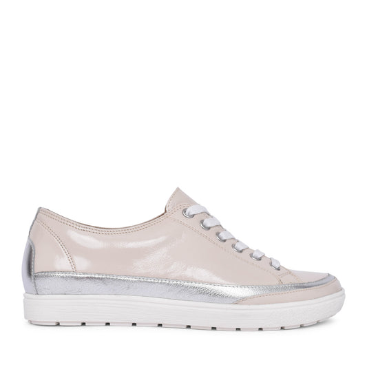 Ladies 9-23654 Laced Trainer In Beige