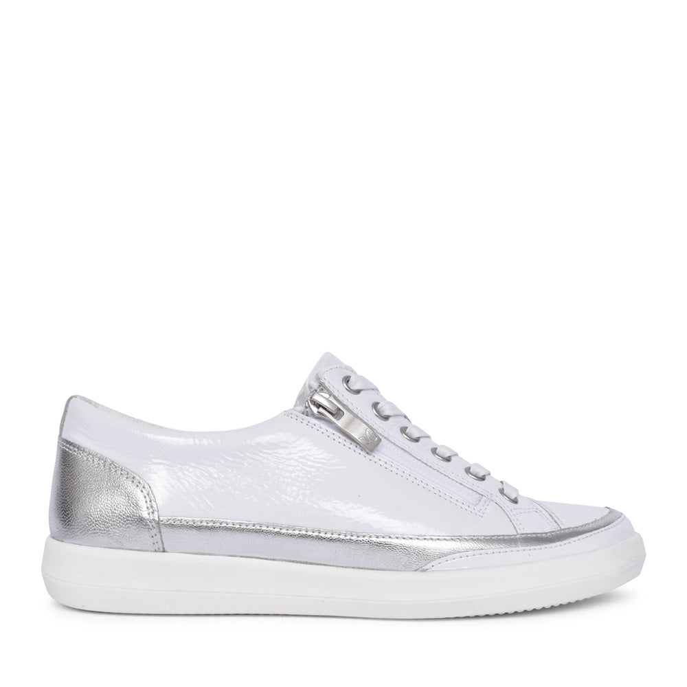 Ladies 9-23706 Laced Trainer In White