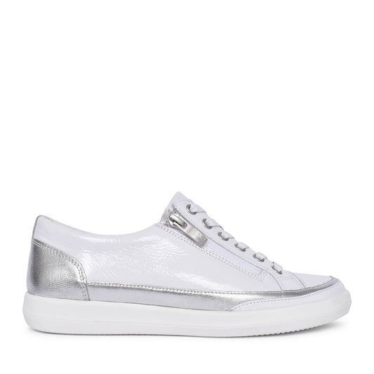 Ladies 9-23706 Laced Trainer In White