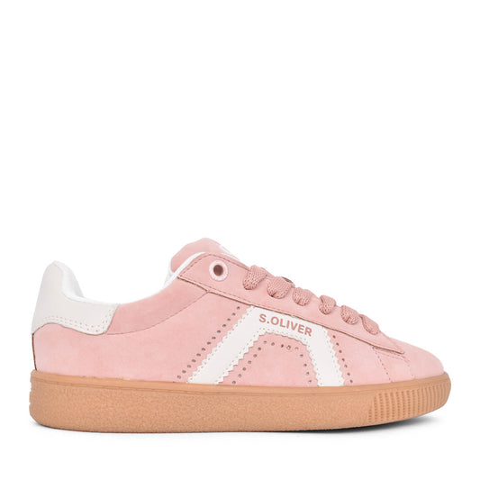 Ladies 5-23633 Laced Trainer In Rose
