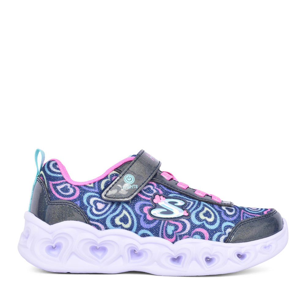 Girls 303257l Heart Lights Boogie Love Trainer In Navy Multi