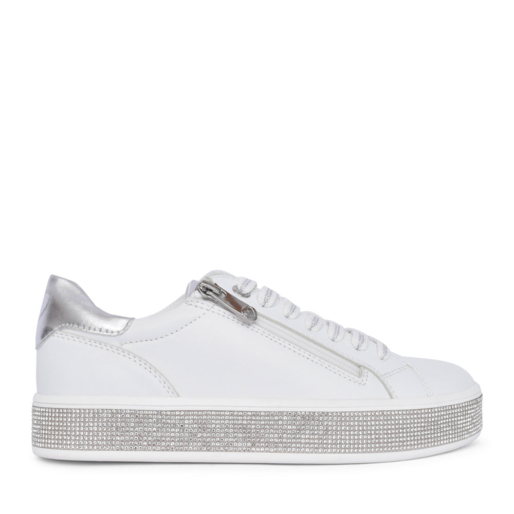 Ladies 2-23715 Laced Trainer In White