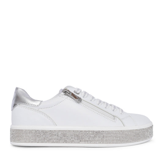Ladies 2-23715 Laced Trainer In White