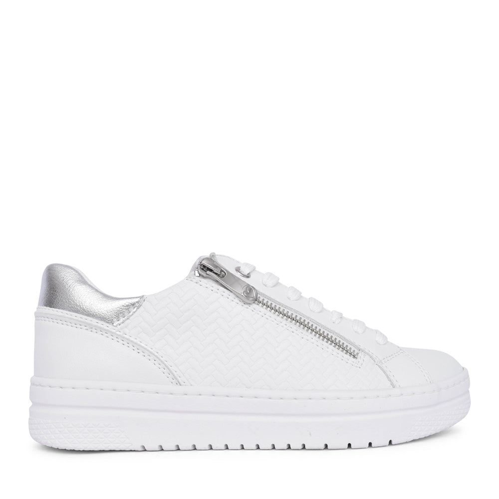 Ladies 2-23718 Laced Trainer In White