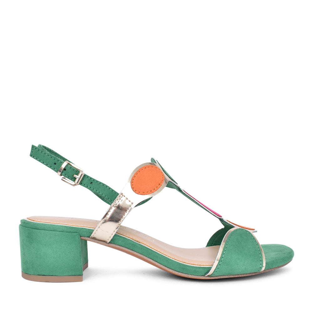 Ladies 2-28230 Block Heel Sandal In Green