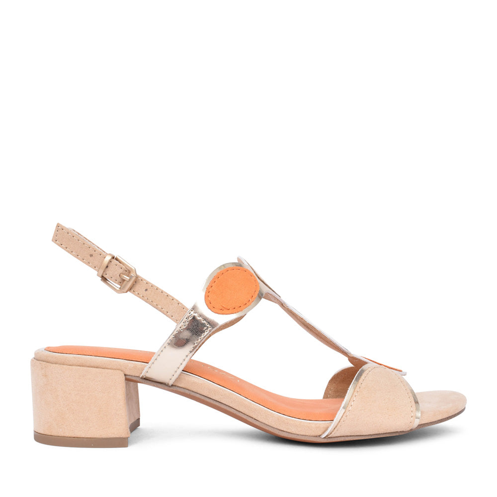 Ladies 2-28230 Block Heel Sandal In Beige