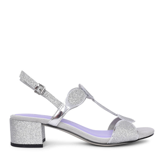 Ladies 2-28231 Block Heel Sandal In Silver