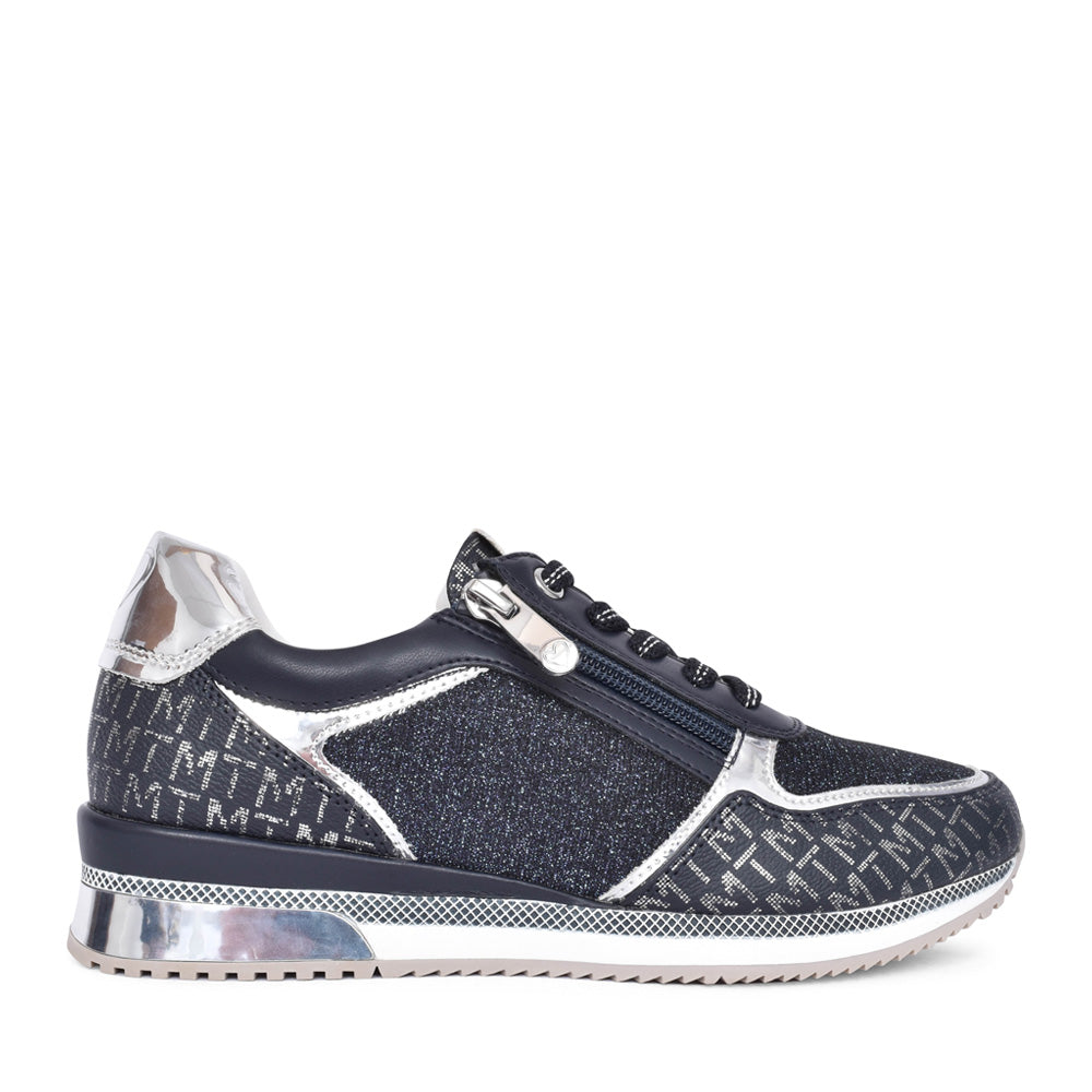 Ladies 2-23713 Laced Trainer In Navy