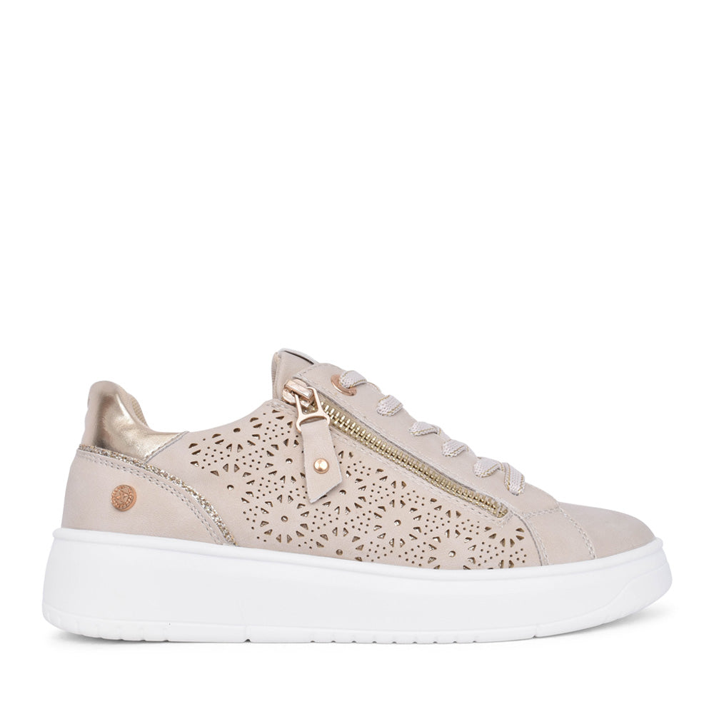 Ladies 143628 Laced Trainer In Beige